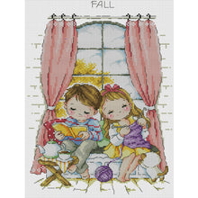 Load image into Gallery viewer, Four Seasons Window-Autumn - 14CT Stamped Cross Stitch 27*36CM(Joy Sunday)
