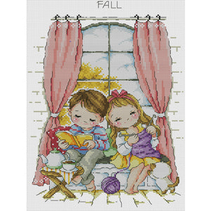 Four Seasons Window-Autumn - 14CT Stamped Cross Stitch 27*36CM(Joy Sunday)