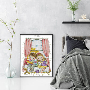 Four Seasons Window-Autumn - 14CT Stamped Cross Stitch 27*36CM(Joy Sunday)