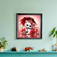 Load image into Gallery viewer, Royal White Cat With Roses 30*30CM(Canvas) Full Round Drill Diamond Painting
