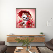 Load image into Gallery viewer, Royal White Cat With Roses 30*30CM(Canvas) Full Round Drill Diamond Painting

