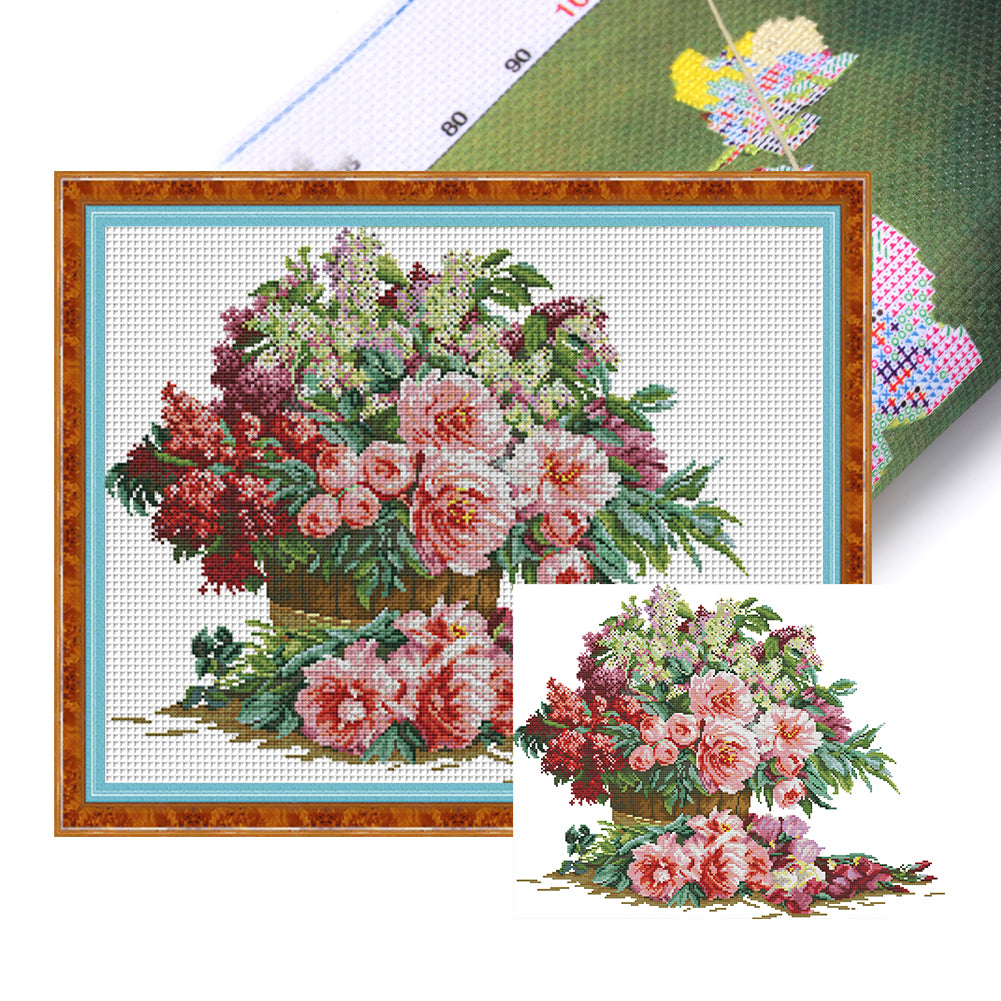 Bunch Of Flowers - 14CT Stamped Cross Stitch 50*40CM(Joy Sunday)