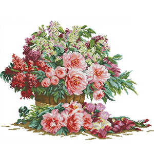 Bunch Of Flowers - 14CT Stamped Cross Stitch 50*40CM(Joy Sunday)