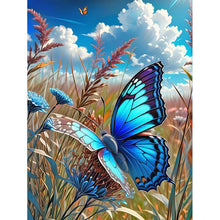 Load image into Gallery viewer, Blue Butterfly In The Sun 30*40CM(Canvas) Full Round Drill Diamond Painting
