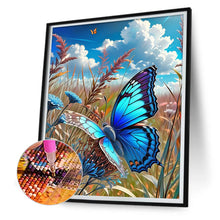 Load image into Gallery viewer, Blue Butterfly In The Sun 30*40CM(Canvas) Full Round Drill Diamond Painting
