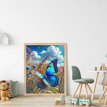 Load image into Gallery viewer, Blue Butterfly In The Sun 30*40CM(Canvas) Full Round Drill Diamond Painting
