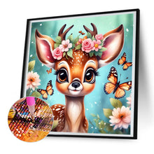 Load image into Gallery viewer, Butterfly And Deer In Flowers 30*30CM(Canvas) Full Round Drill Diamond Painting
