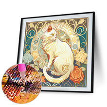 Load image into Gallery viewer, White Cat And Rose 30*30CM(Canvas) Full Round Drill Diamond Painting
