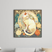 Load image into Gallery viewer, White Cat And Rose 30*30CM(Canvas) Full Round Drill Diamond Painting
