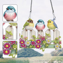 Load image into Gallery viewer, Single Side Bird Diamond Art Hanging Pendant for Home Wall Decor (Bird on Fence)
