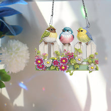 Load image into Gallery viewer, Single Side Bird Diamond Art Hanging Pendant for Home Wall Decor (Bird on Fence)
