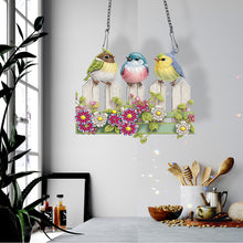 Load image into Gallery viewer, Single Side Bird Diamond Art Hanging Pendant for Home Wall Decor (Bird on Fence)
