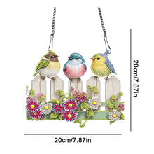 Load image into Gallery viewer, Single Side Bird Diamond Art Hanging Pendant for Home Wall Decor (Bird on Fence)
