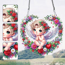 Load image into Gallery viewer, Single Side Wreath Angel Diamond Painting Hanging Pendant (Heart White Wing)
