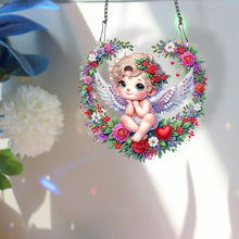 Load image into Gallery viewer, Single Side Wreath Angel Diamond Painting Hanging Pendant (Heart White Wing)
