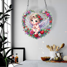 Load image into Gallery viewer, Single Side Wreath Angel Diamond Painting Hanging Pendant (Heart White Wing)
