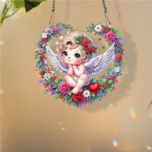 Load image into Gallery viewer, Single Side Wreath Angel Diamond Painting Hanging Pendant (Heart White Wing)
