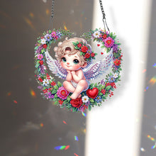 Load image into Gallery viewer, Single Side Wreath Angel Diamond Painting Hanging Pendant (Heart White Wing)
