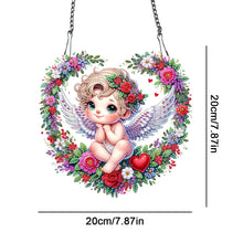 Load image into Gallery viewer, Single Side Wreath Angel Diamond Painting Hanging Pendant (Heart White Wing)
