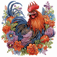 Load image into Gallery viewer, Flower Rooster 30*30CM(Canvas) Partial Special Shaped Drill Diamond Painting
