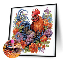 Load image into Gallery viewer, Flower Rooster 30*30CM(Canvas) Partial Special Shaped Drill Diamond Painting
