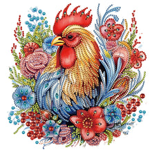 Load image into Gallery viewer, Flower Rooster 30*30CM(Canvas) Partial Special Shaped Drill Diamond Painting
