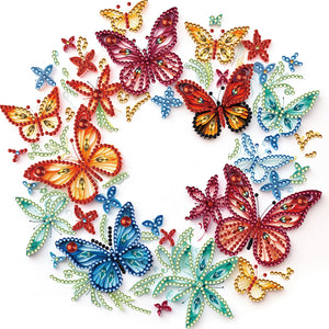 Flowers And Butterflies Paper Painting 30*30CM(Canvas) Partial Special Shaped Drill Diamond Painting