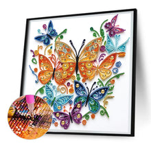 Load image into Gallery viewer, Flowers And Butterflies Paper Painting 30*30CM(Canvas) Partial Special Shaped Drill Diamond Painting
