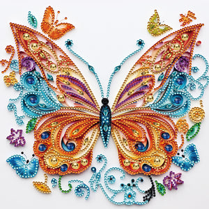 Flowers And Butterflies Paper Painting 30*30CM(Canvas) Partial Special Shaped Drill Diamond Painting