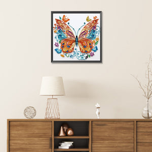 Flowers And Butterflies Paper Painting 30*30CM(Canvas) Partial Special Shaped Drill Diamond Painting