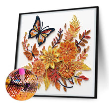 Load image into Gallery viewer, Flowers And Butterflies Paper Painting 30*30CM(Canvas) Partial Special Shaped Drill Diamond Painting
