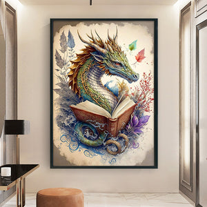 Retro Poster-Dragon Reading A Book - 11CT Counted Cross Stitch 40*60CM