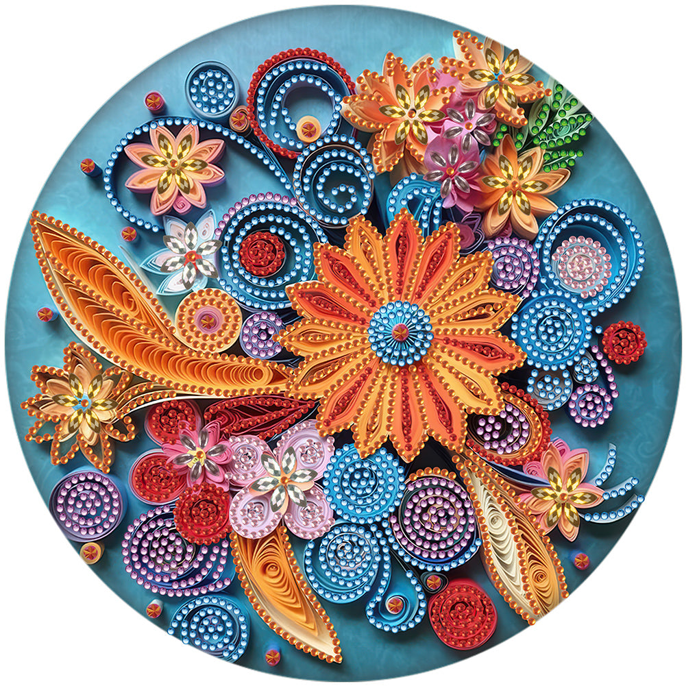 Blue Flower Quill Paper Painting 30*30CM(Canvas) Partial Special Shaped Drill Diamond Painting