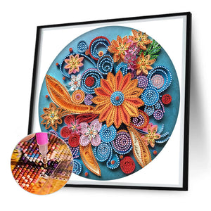 Blue Flower Quill Paper Painting 30*30CM(Canvas) Partial Special Shaped Drill Diamond Painting