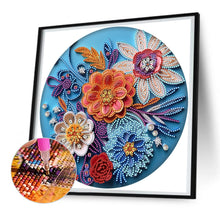 Load image into Gallery viewer, Blue Flower Quill Paper Painting 30*30CM(Canvas) Partial Special Shaped Drill Diamond Painting
