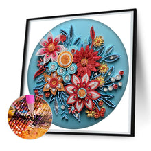 Load image into Gallery viewer, Blue Flower Quill Paper Painting 30*30CM(Canvas) Partial Special Shaped Drill Diamond Painting
