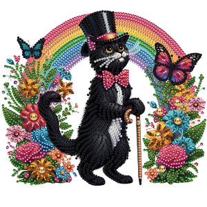 Personalized Black Cat 30*30CM(Canvas) Partial Special Shaped Drill Diamond Painting