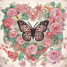 Load image into Gallery viewer, Love Butterfly Rose 30*30CM(Canvas) Partial Special Shaped Drill Diamond Painting
