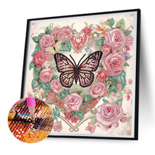 Load image into Gallery viewer, Love Butterfly Rose 30*30CM(Canvas) Partial Special Shaped Drill Diamond Painting
