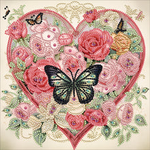 Load image into Gallery viewer, Love Butterfly Rose 30*30CM(Canvas) Partial Special Shaped Drill Diamond Painting
