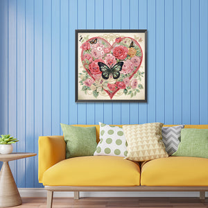 Love Butterfly Rose 30*30CM(Canvas) Partial Special Shaped Drill Diamond Painting