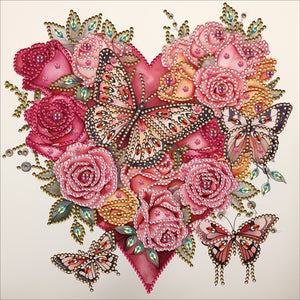 Love Butterfly Rose 30*30CM(Canvas) Partial Special Shaped Drill Diamond Painting