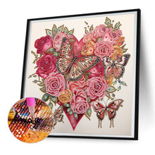 Load image into Gallery viewer, Love Butterfly Rose 30*30CM(Canvas) Partial Special Shaped Drill Diamond Painting
