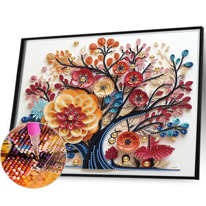 Tree Of Life Paper Painting 35*30CM(Canvas) Partial Special Shaped Drill Diamond Painting