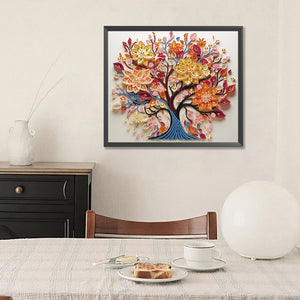 Tree Of Life Paper Painting 35*30CM(Canvas) Partial Special Shaped Drill Diamond Painting
