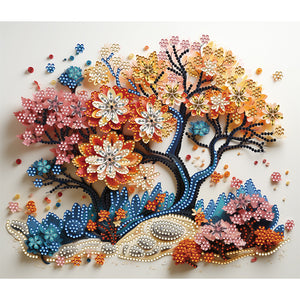 Tree Of Life Paper Painting 35*30CM(Canvas) Partial Special Shaped Drill Diamond Painting