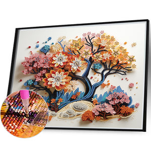 Tree Of Life Paper Painting 35*30CM(Canvas) Partial Special Shaped Drill Diamond Painting