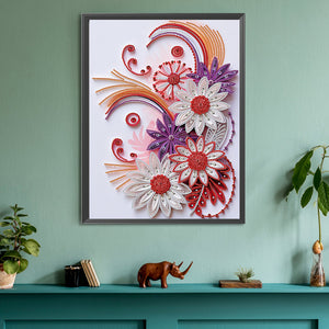 Flower Quill Painting 30*40CM(Canvas) Partial Special Shaped Drill Diamond Painting