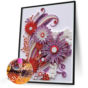 Flower Quill Painting 30*40CM(Canvas) Partial Special Shaped Drill Diamond Painting