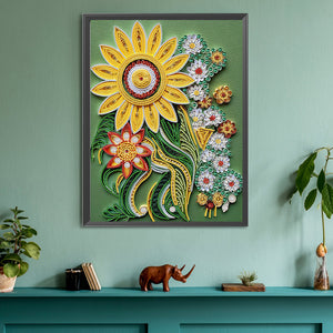 Flower Quill Painting 30*40CM(Canvas) Partial Special Shaped Drill Diamond Painting